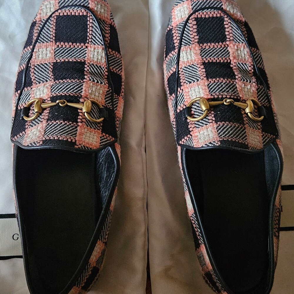 Gucci Plaid Jordaan Loafers EU 39